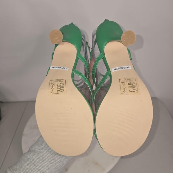 Azalea Wang Shoes Womens Size 8 Green Strappy Studded Heel Sandals SKIP-GREEN - Picture 10 of 13